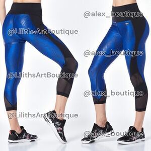 Strong by Zumba Always Reppin Crop Leggings Surf's Up Blue Size S (E056)